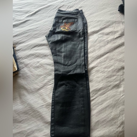 Vintage Alexander McQueen black denim pants with back embroidery - Picture 9 of 13